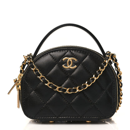 Chanel Lambskin Quilted Mini Chic Riviera Top Handle Vanity Case Black 1 of 9