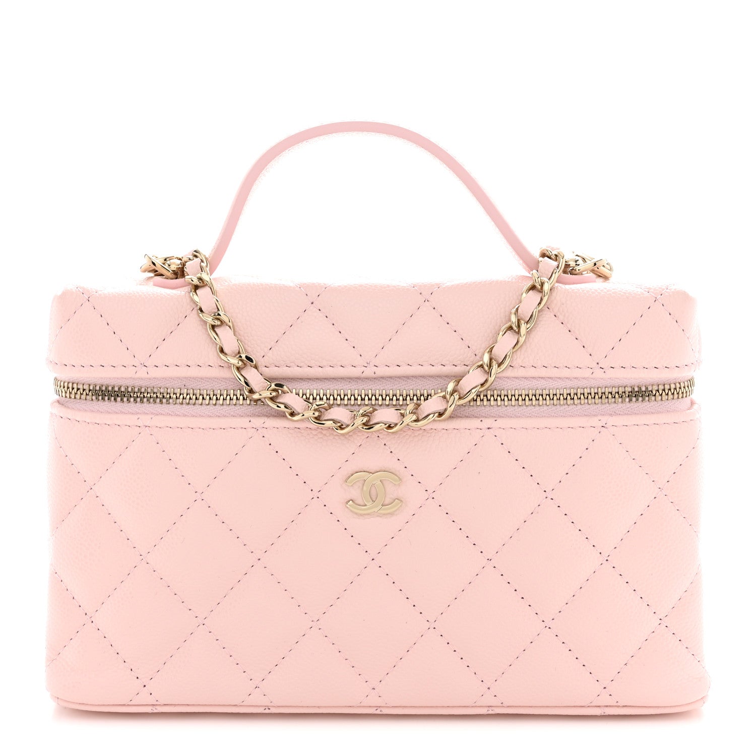 Chanel Caviar Quilted Top Handle Slim Vanity With Chain Light Pink 1 of 11