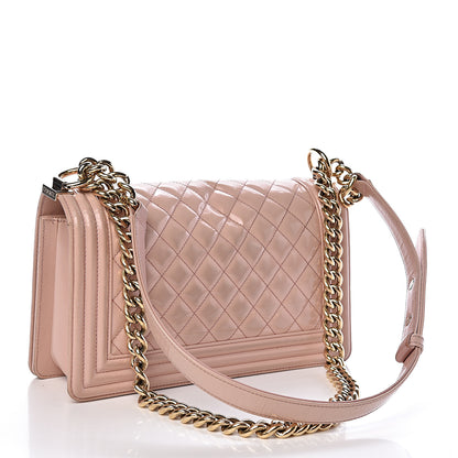 Chanel Patent Calfskin Quilted Medium Boy Flap Light Pink 3 of 15