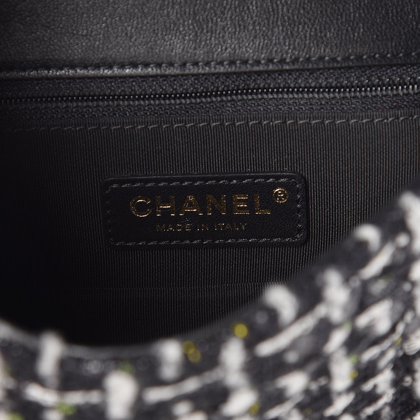 Tweed Calfskin Quilted Flap Black Multicolor