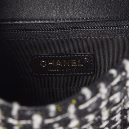 Chanel Tweed Calfskin Quilted Flap Black Multicolor 6 of 9
