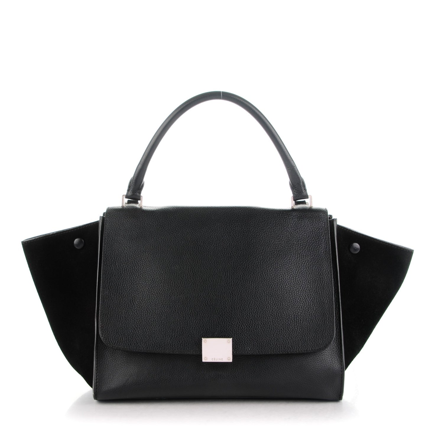Drummed Calfskin Suede Medium Trapeze Black