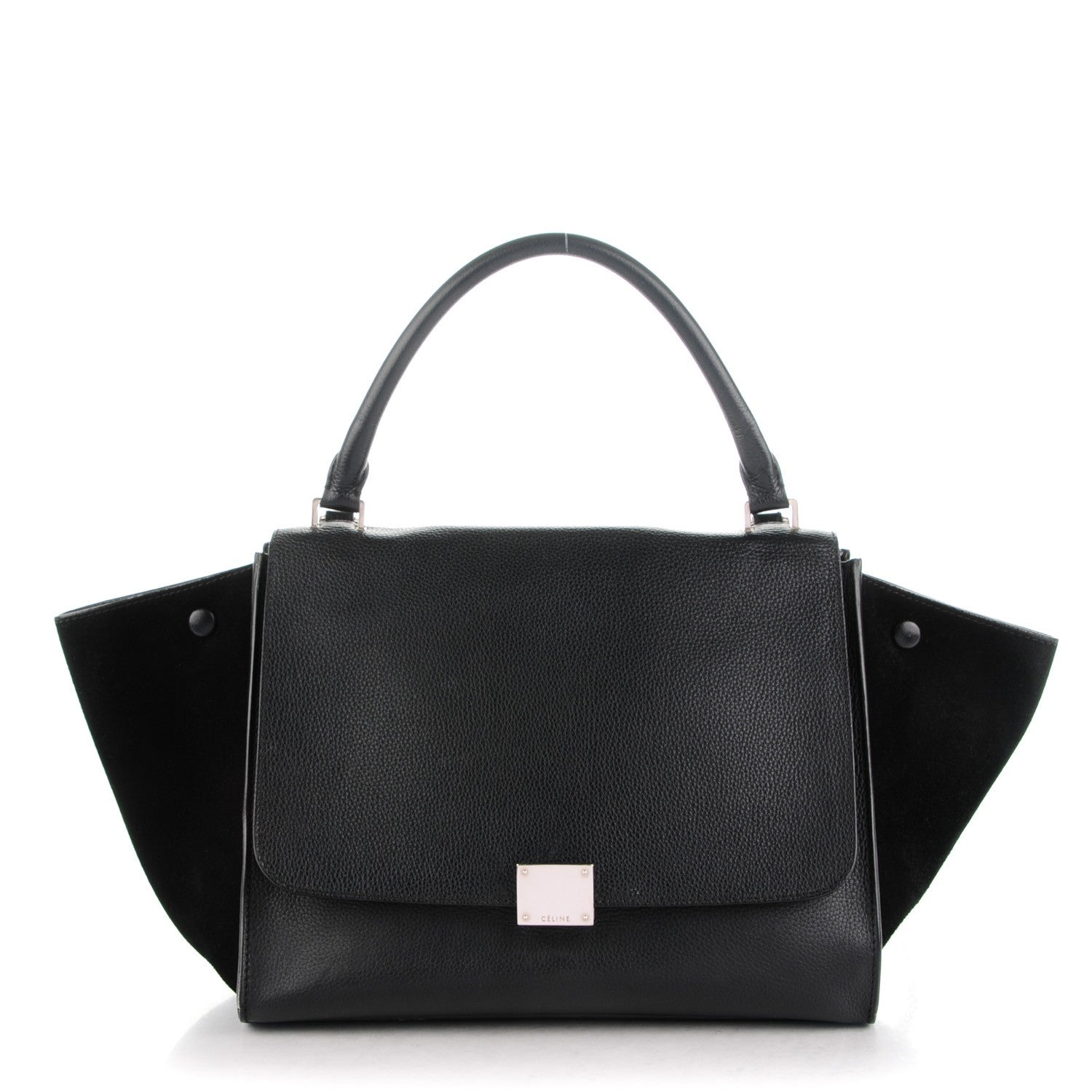 Celine Drummed Calfskin Suede Medium Trapeze Black 1 of 7