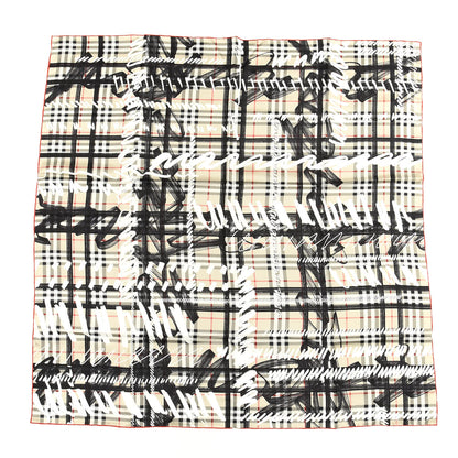 Burberry Silk Vintage Check Scribble Print Scarf Stone 1 of 4