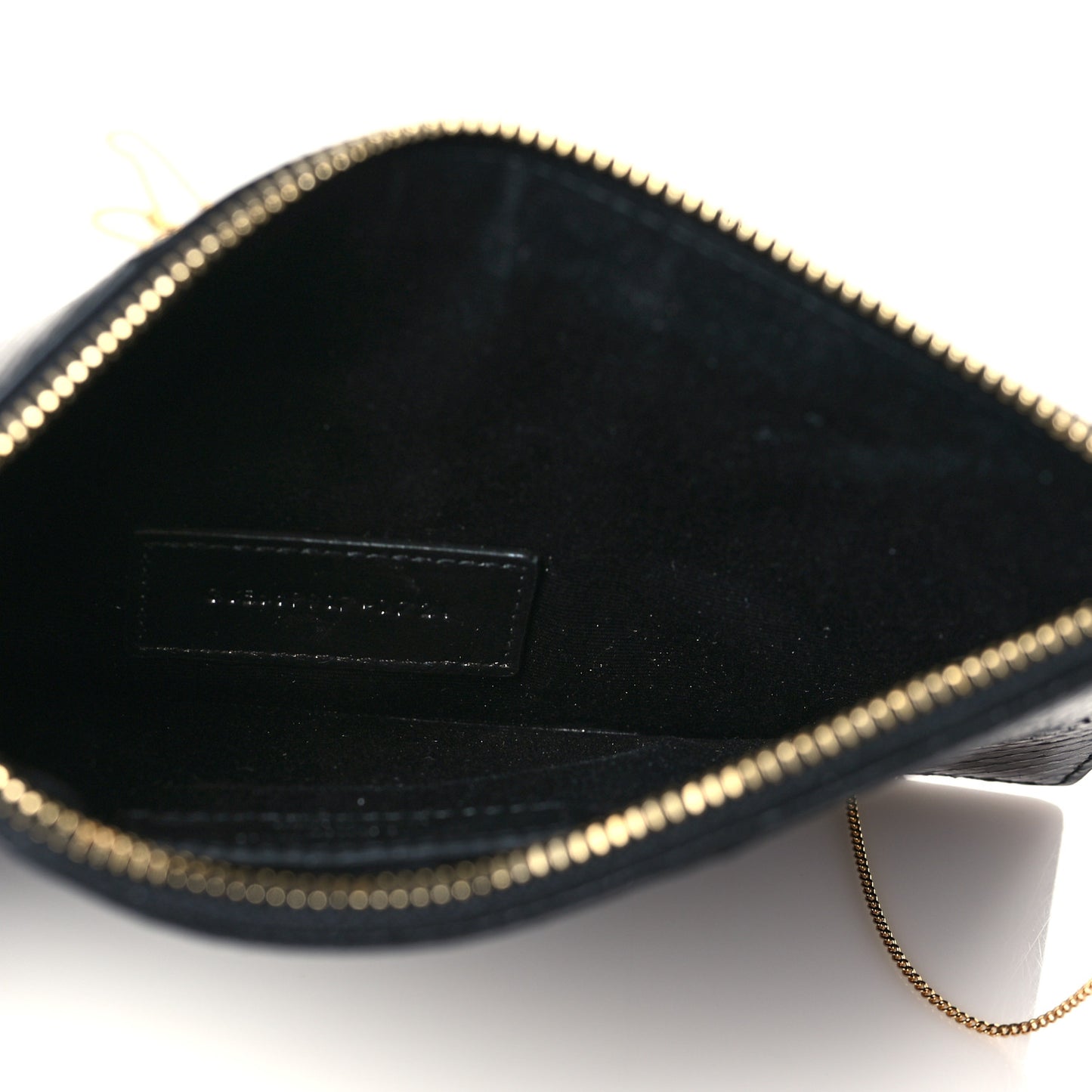 Snakeskin Pouch With Chain Black