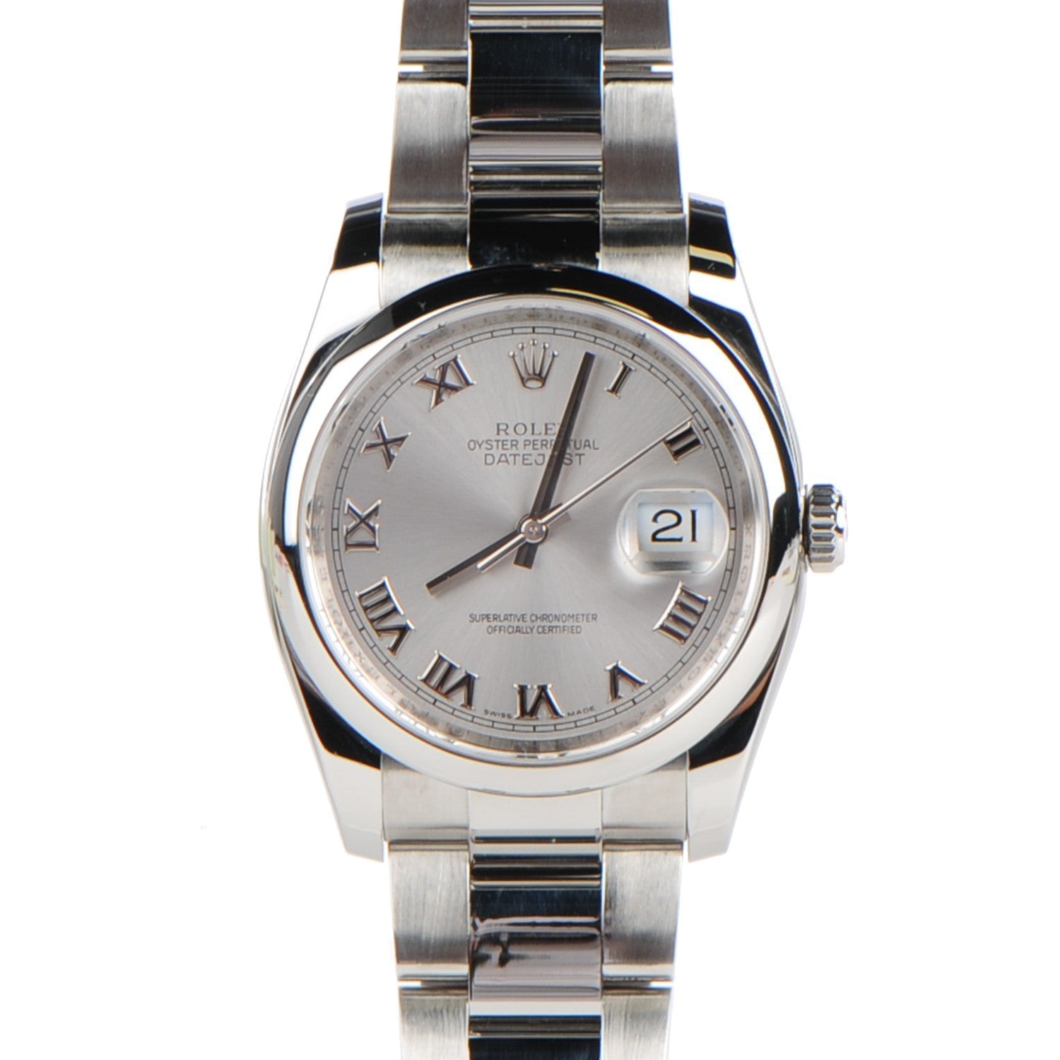Rolex Stainless Steel 36mm Oyster Perpetual Datejust Watch White Roman 16220 1 of 9