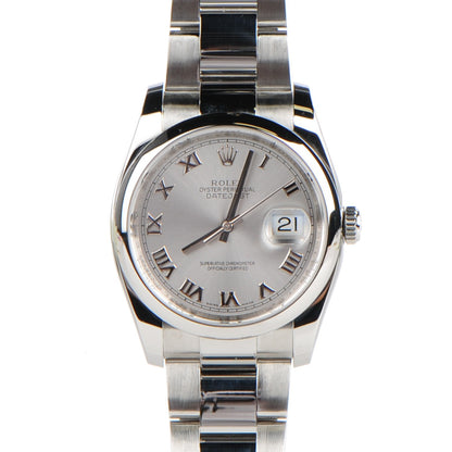 Rolex Stainless Steel 36mm Oyster Perpetual Datejust Watch White Roman 16220 1 of 9