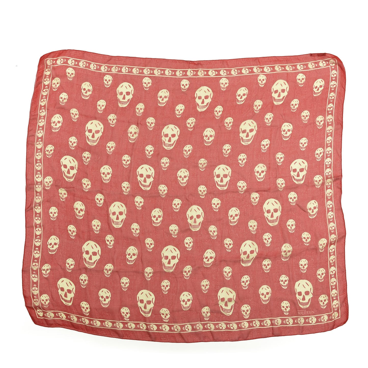 Silk Chiffon Skull Scarf Red Ivory