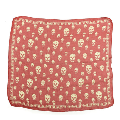 Alexander McQueen Silk Chiffon Skull Scarf Red Ivory 1 of 3