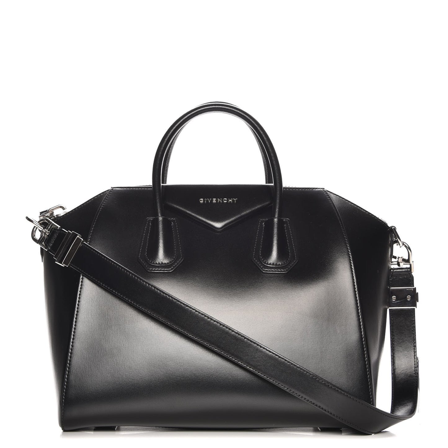 Shiny Lord Calfskin Medium Antigona Black