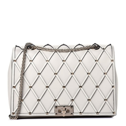Valentino Garavani Smooth Calfskin Quilted Beehive Shoulder Bag Light Ivory 1 of 8