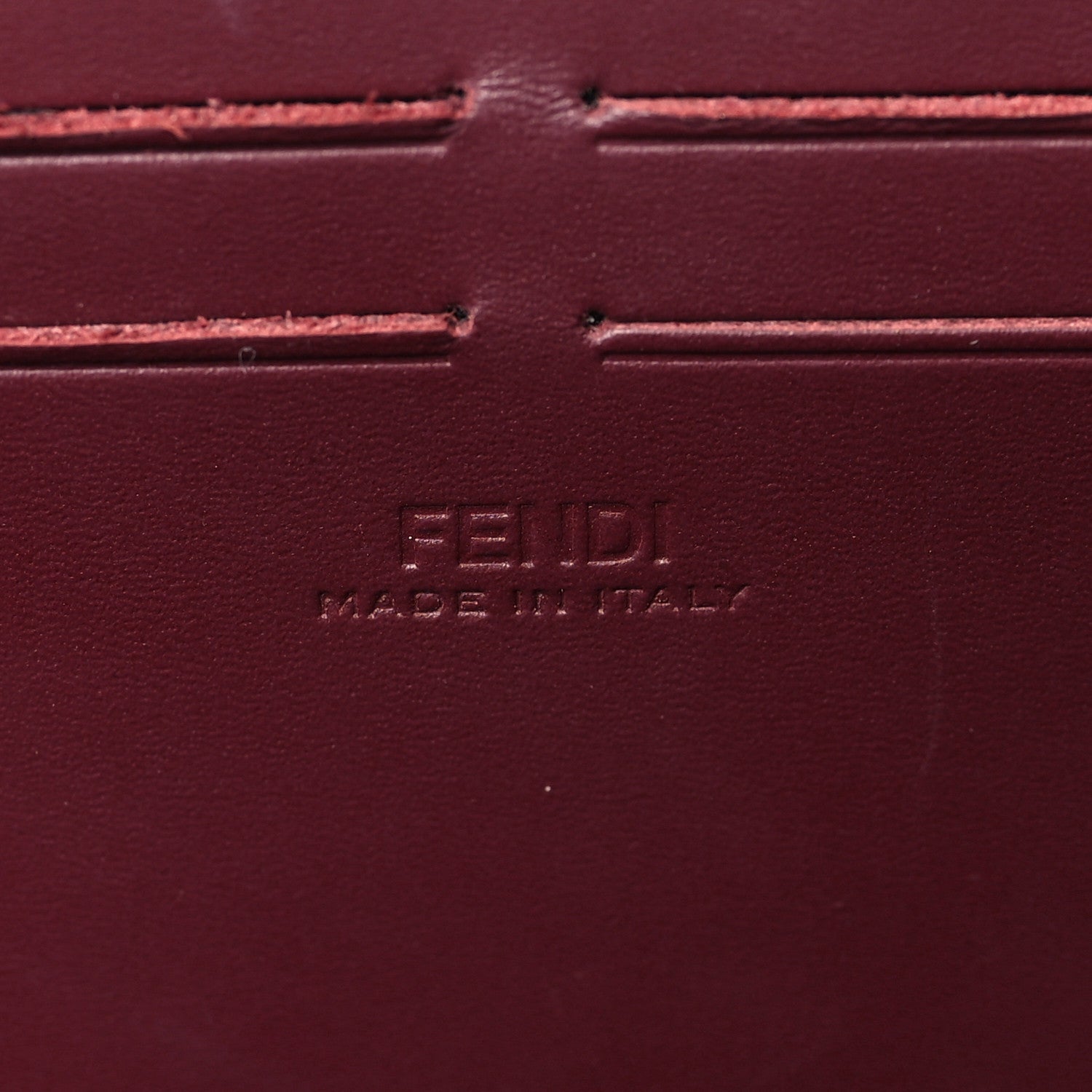 Fendi Vitello King FF Lines Embossed Baguette Soft Trunk Burgundy 6 of 9