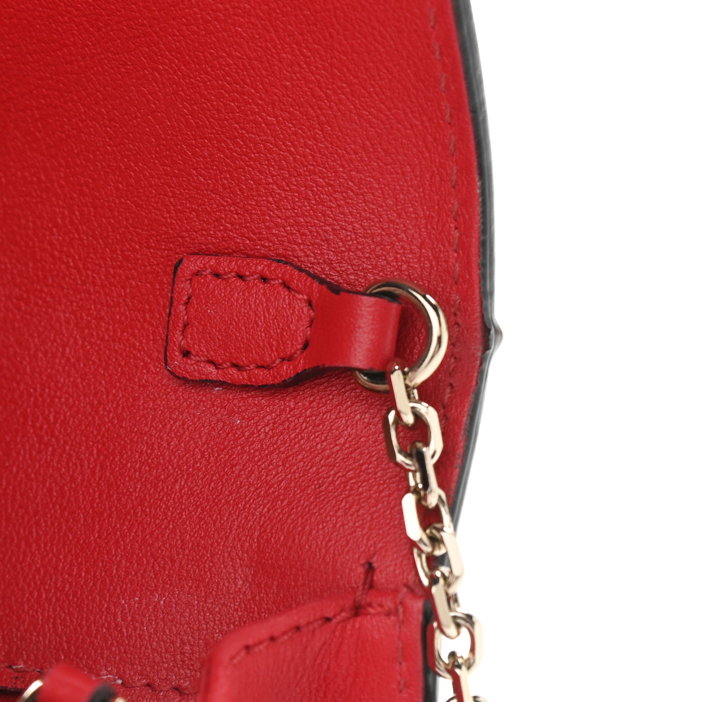 Calfskin VLogo Inlay Chain Pouch Rouge Pur White