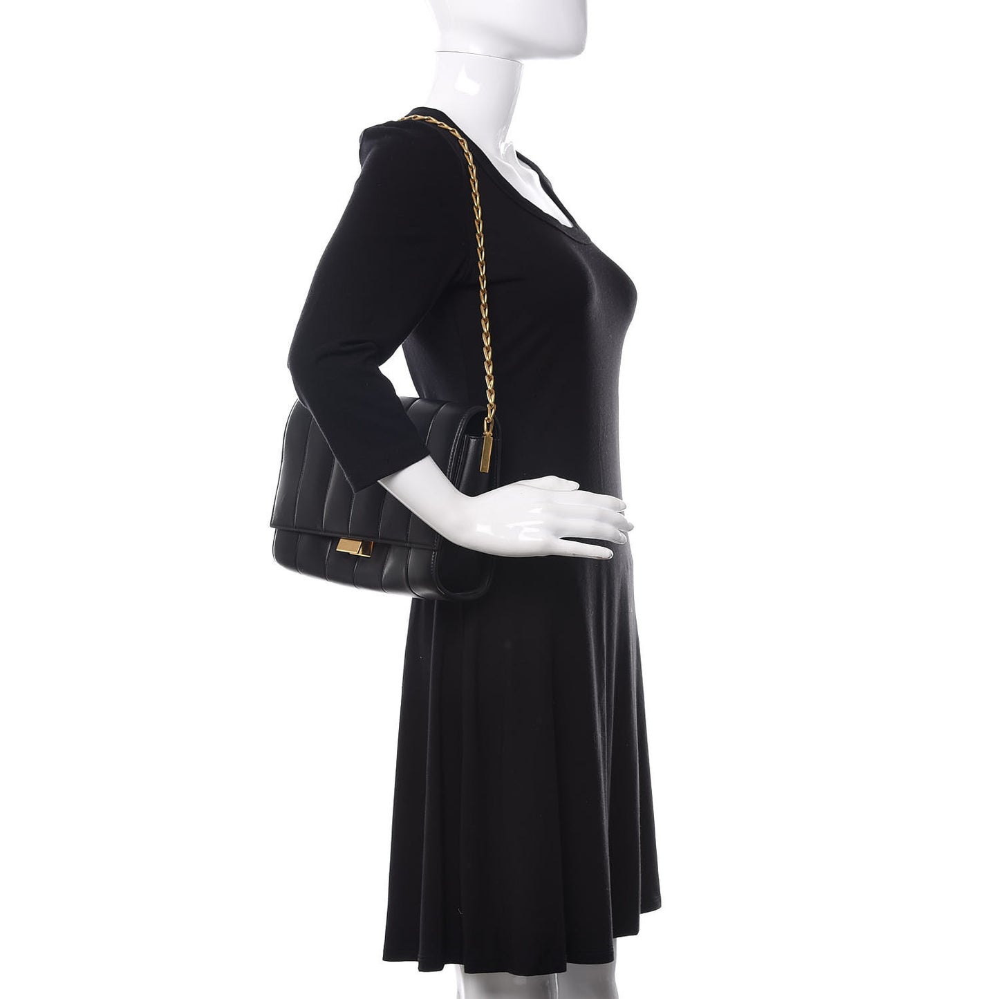 Lambskin Quilted Shoulder Bag Black