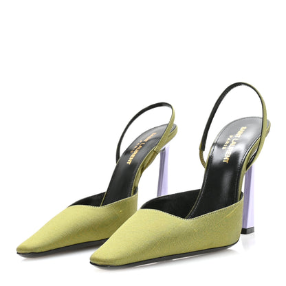 Saint Laurent Crepe De Chine Blade 105 Slingback Pumps 37.5 Lime 8 of 18