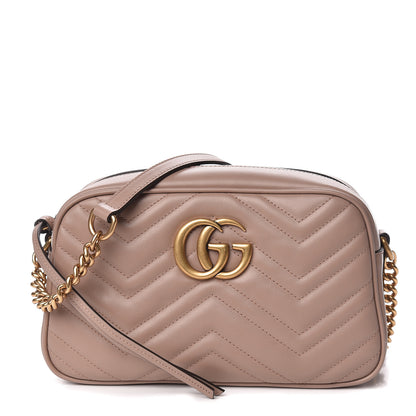Gucci Calfskin Matelasse Small GG Marmont Chain Shoulder Bag Porcelain Rose 1 of 11