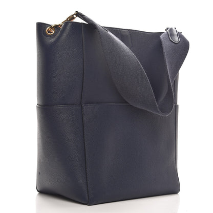 Celine Soft Grained Calfskin Sangle Bucket Bag Navy Blue 3 of 11