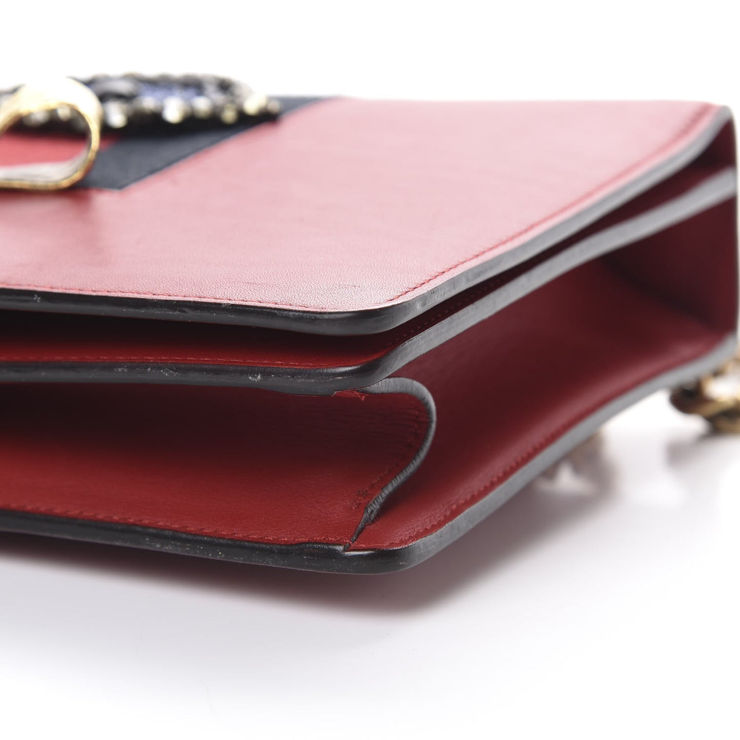 Calfskin Web Medium Peony Chain Shoulder Bag Red