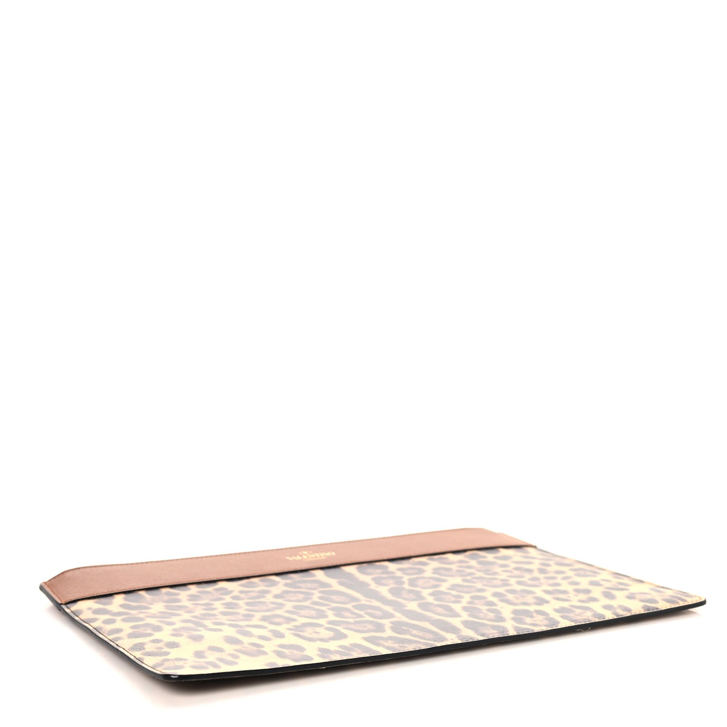 Calfskin Leopard Print City Safari Large Pouch Brown