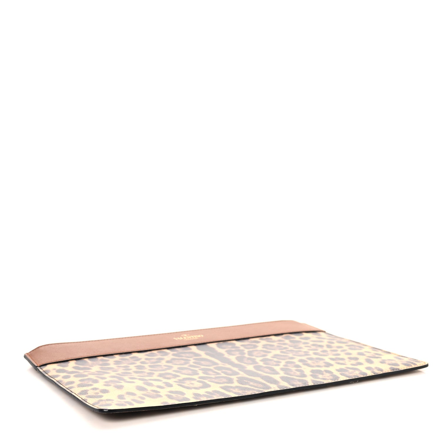 Valentino Garavani Calfskin Leopard Print City Safari Large Pouch Brown 4 of 7