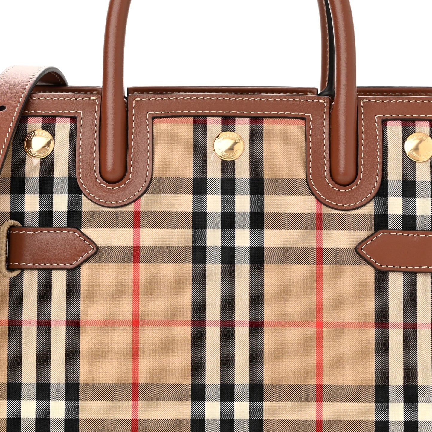Calfskin Vintage Check Mini Two Handle Title Bag Archive Beige