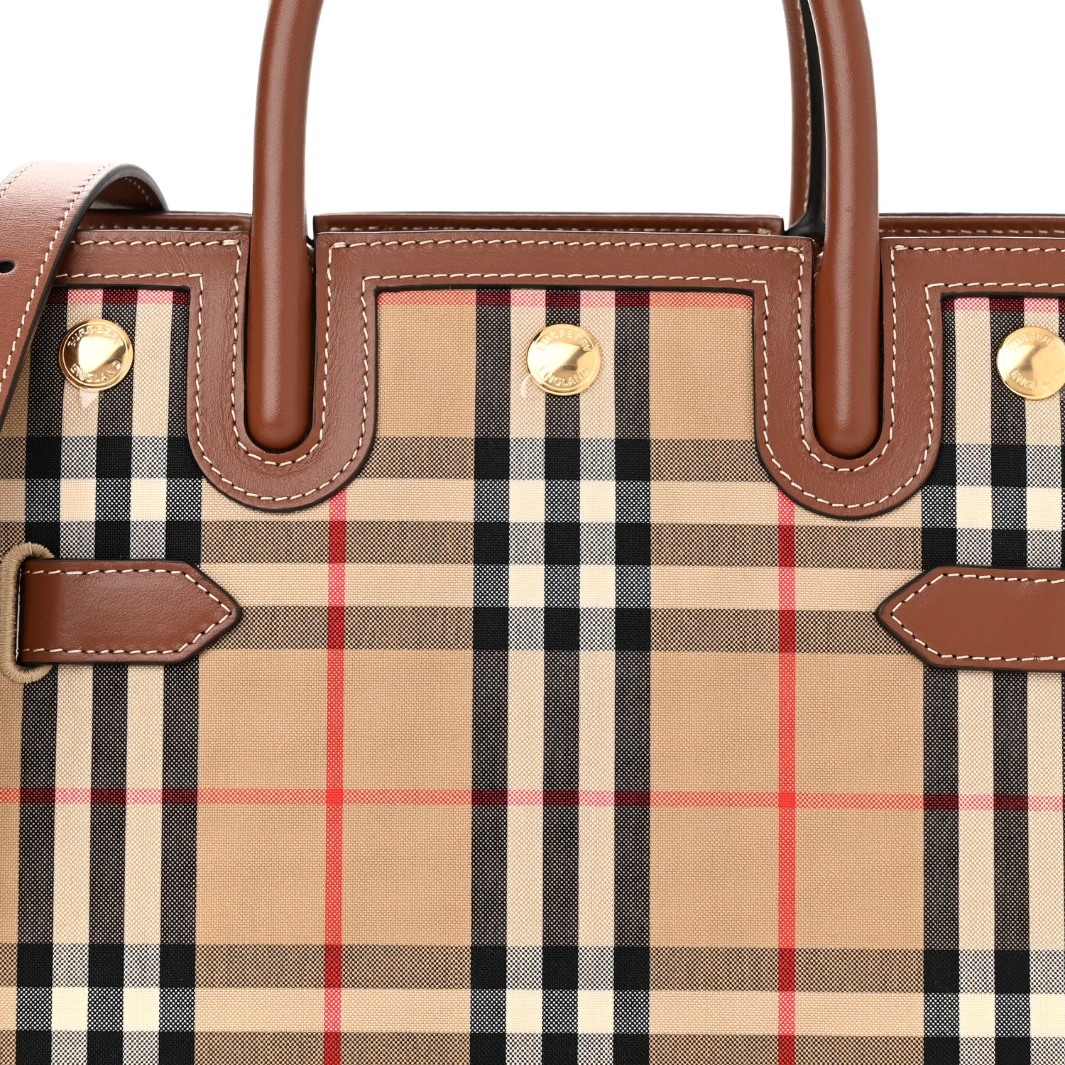 Burberry Calfskin Vintage Check Mini Two Handle Title Bag Archive Beige 7 of 10