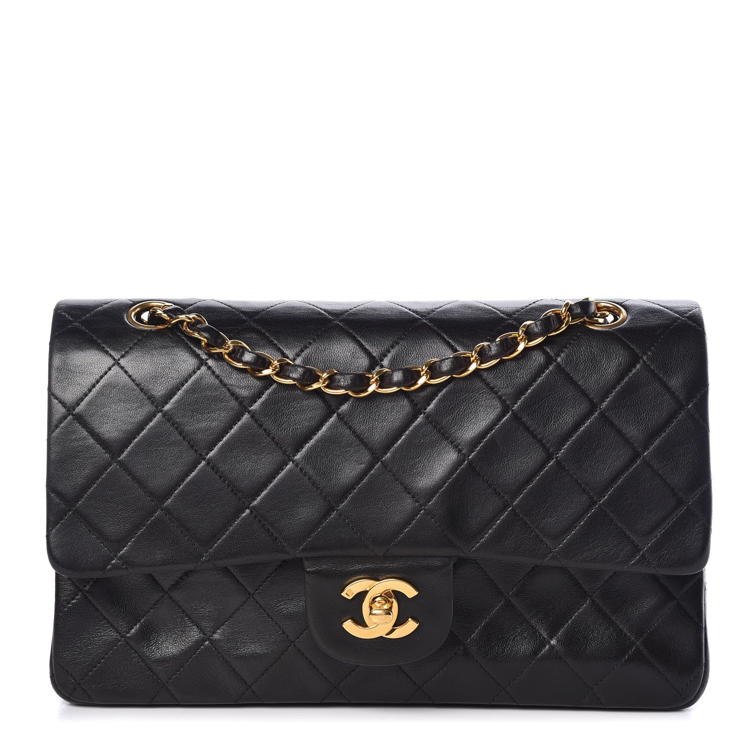 Chanel Lambskin Quilted Medium Double Flap Black 1 of 9