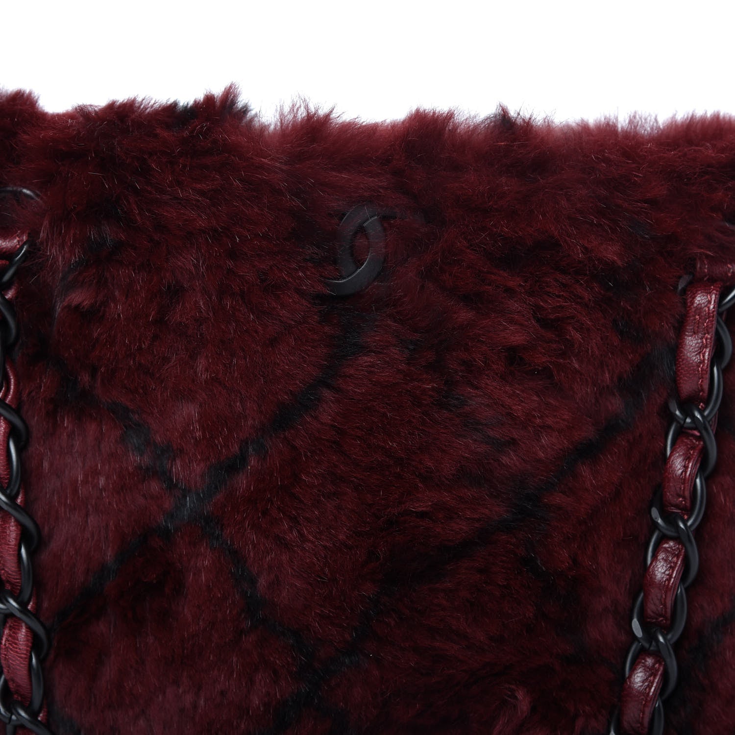 Chanel Lapin Fur Quilt Pattern Tote Red 10 of 11
