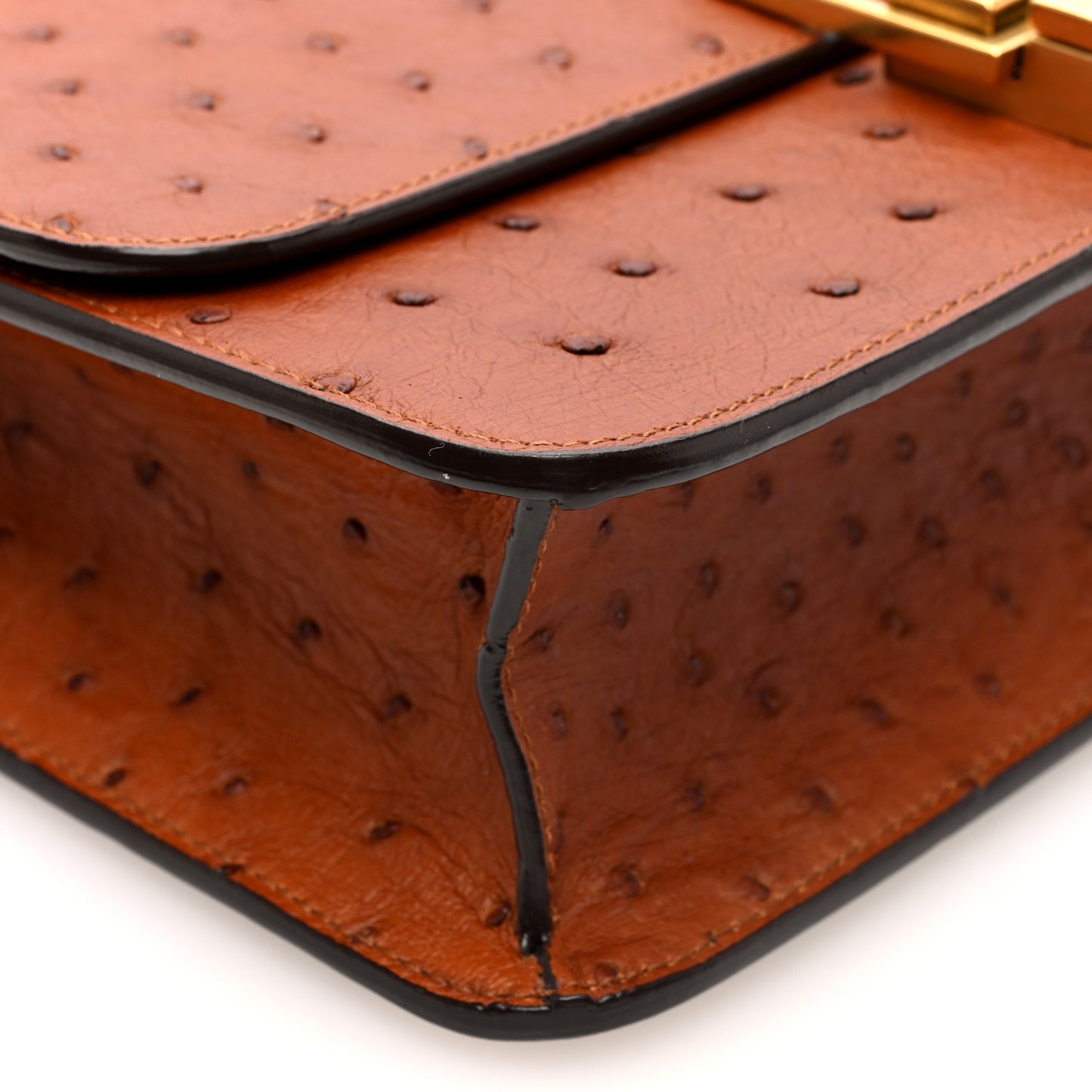 Ostrich Carre Satchel Brick