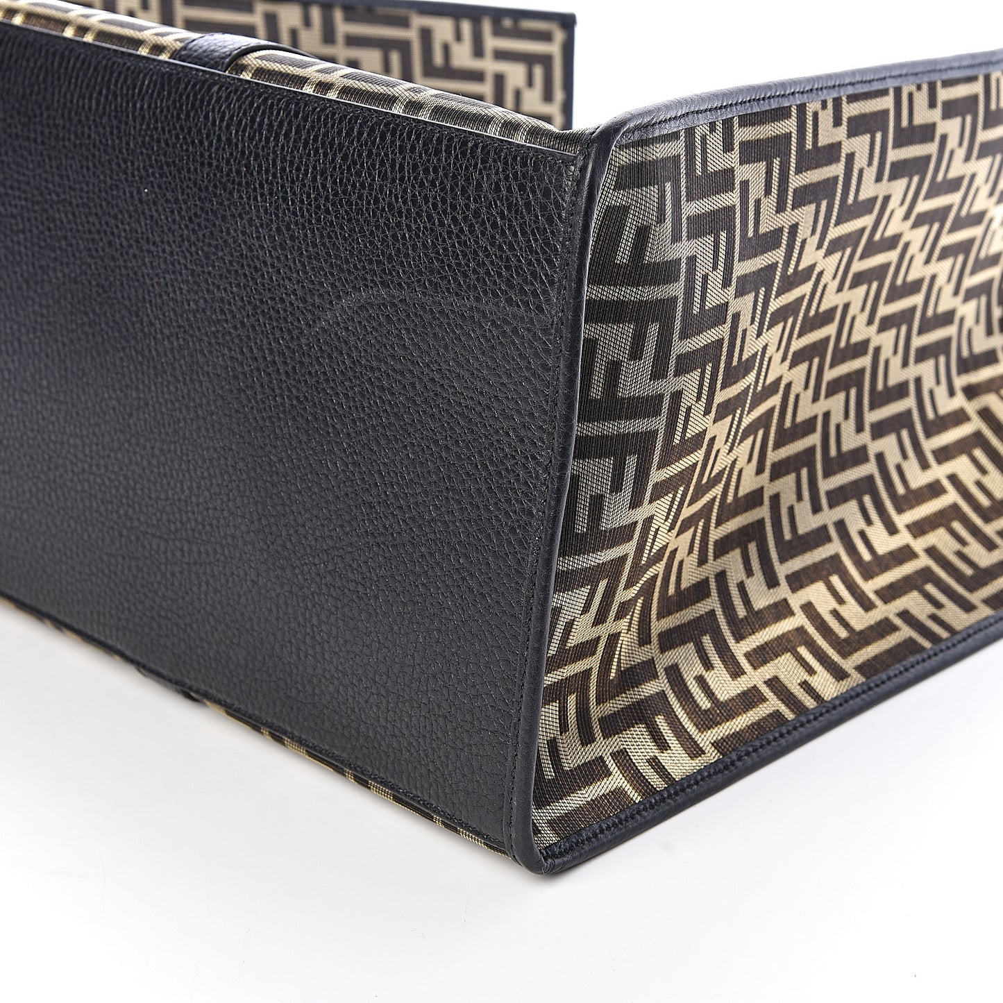 Fabric Jacquard Cuoio Roma FF Metallic Thread Karligraphy Tote Gold Black