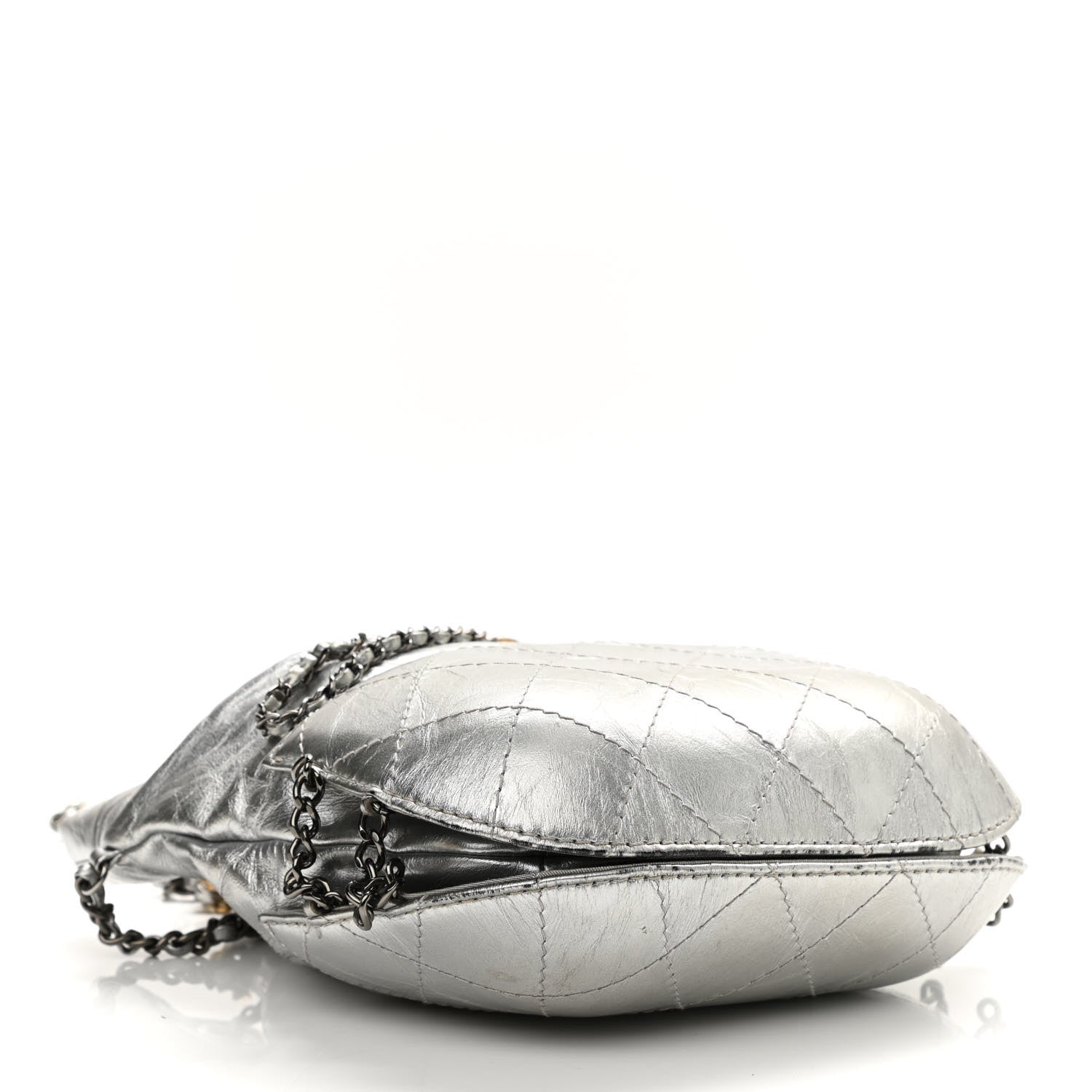 Chanel Metallic Aged Calfskin Quilted Small Gabrielle Bucket Silver 4 of 16