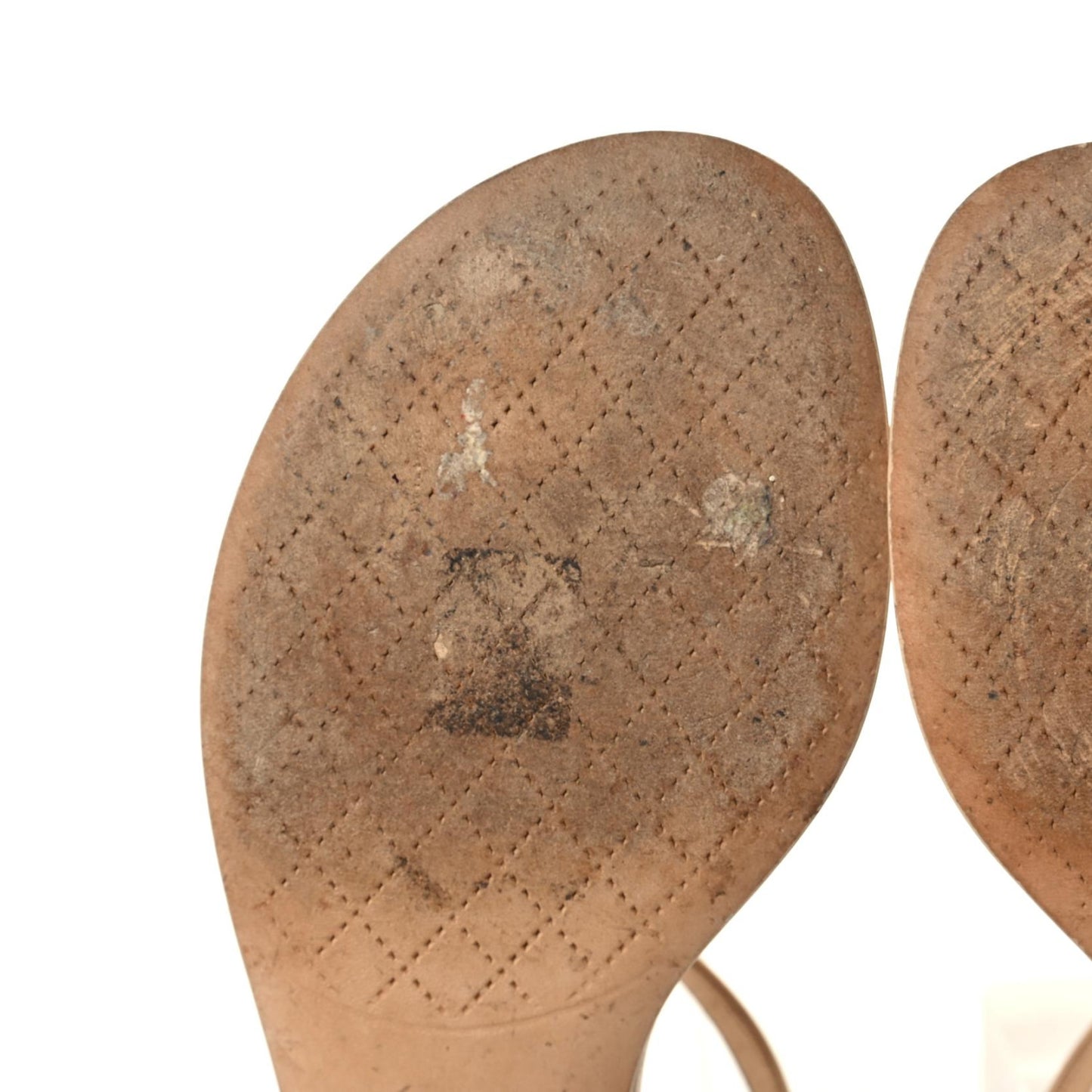 Lambskin Chain CC Logo Thong Sandals 38.5 Beige