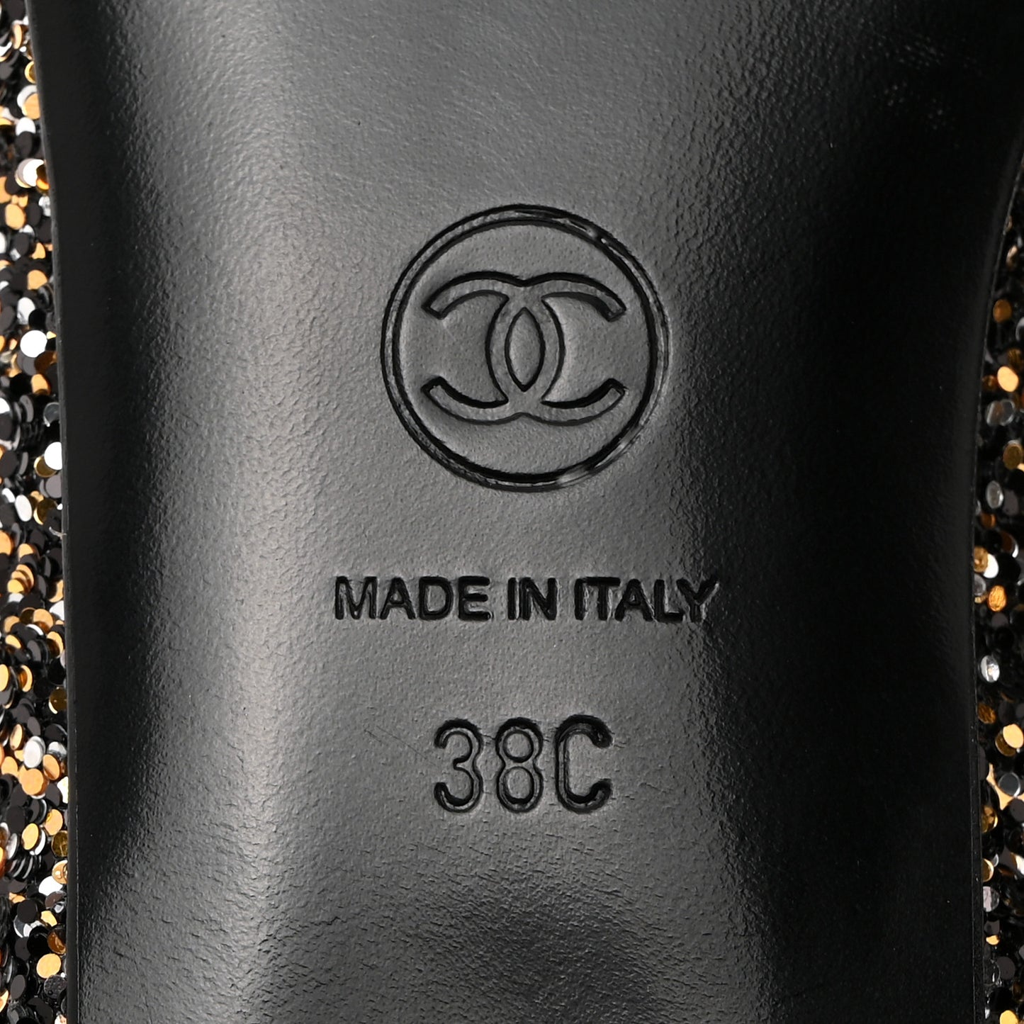 Glitter Fabric Patent Calfskin Mocassin Loafers 38 Black Bronze