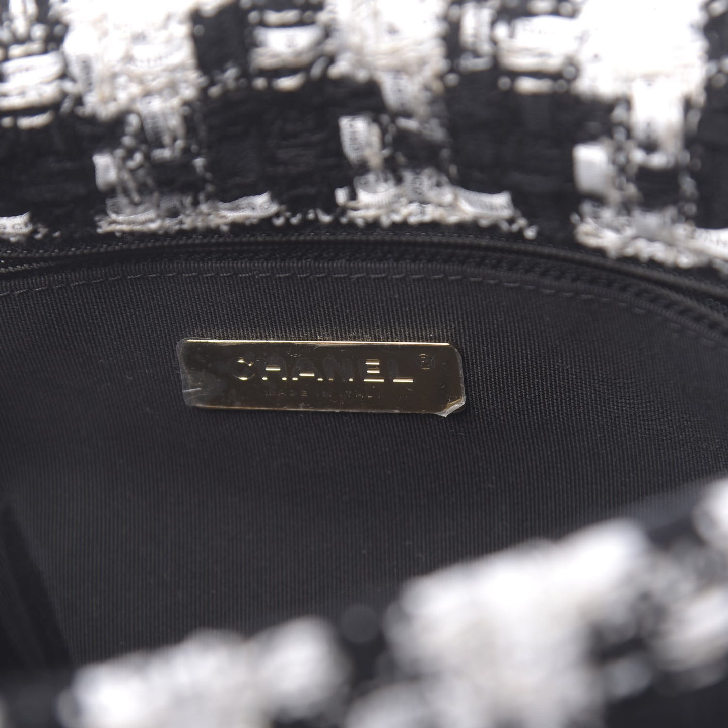 Tweed Quilted Large Chanel 19 Flap Black Ecru White