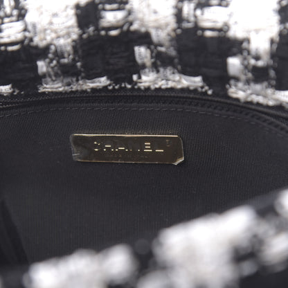 Chanel Tweed Quilted Large Chanel 19 Flap Black Ecru White 6 of 11