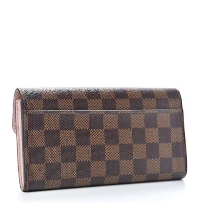 Louis Vuitton Damier Ebene Sarah Wallet NM Rose Ballerine 3 of 9