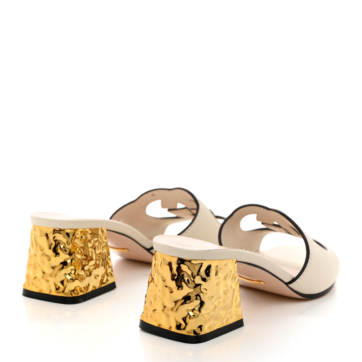 Cosmos Softy Calfskin Interlocking G Cut Out 55mm Slide Sandals 36.5 Mystic White
