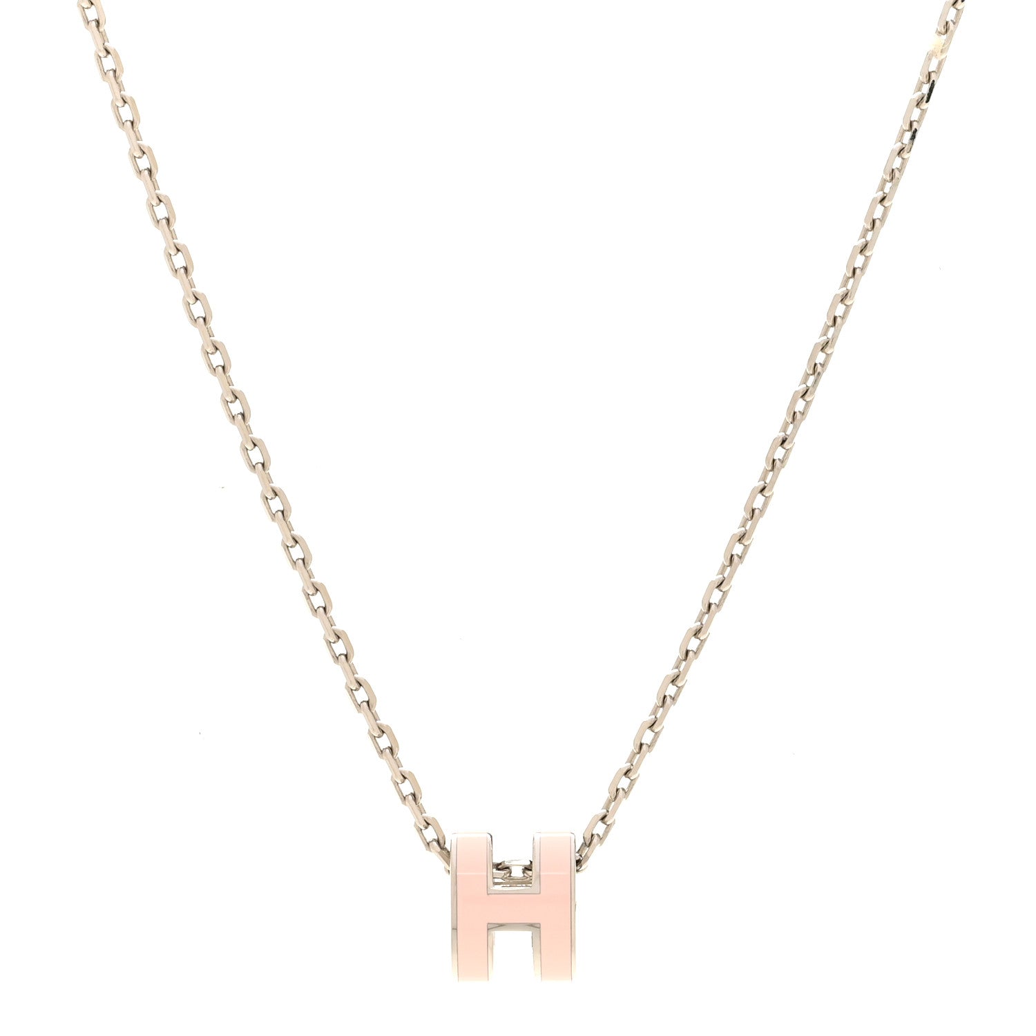 Hermes Palladium Mini Pop H Pendant Necklace Rose Dragee 4 of 6