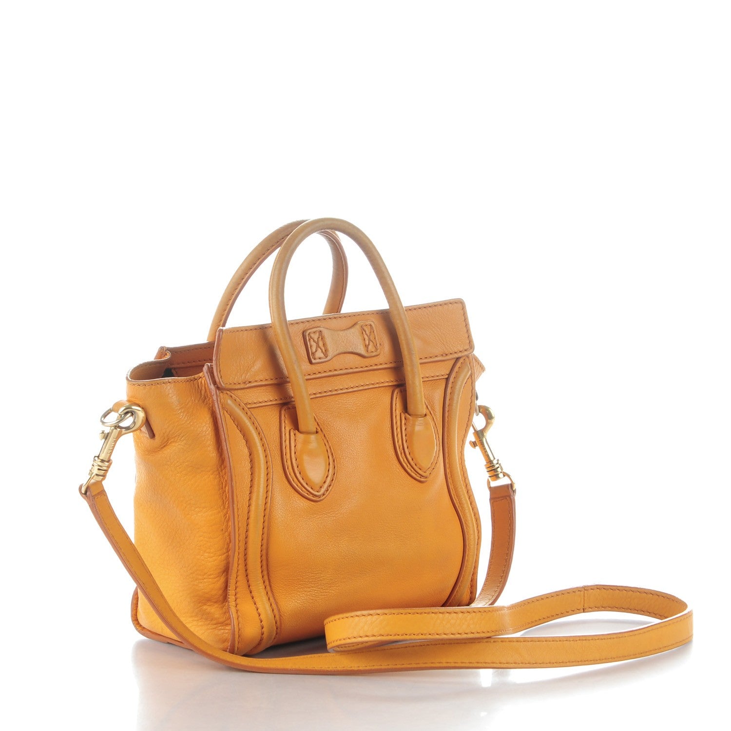 Celine Smooth Calfskin Nano Luggage Dark Yellow 3 of 15