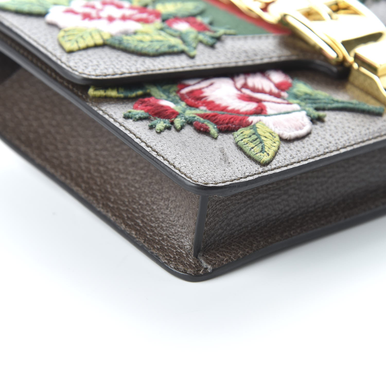 Gucci Calfskin Embroidered Sylvie Belt Bag 85 34 Brown 1 of 11