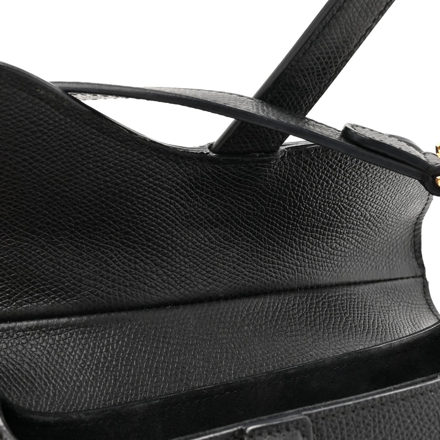 Grained Calfskin Mini Saddle Bag With Strap Black
