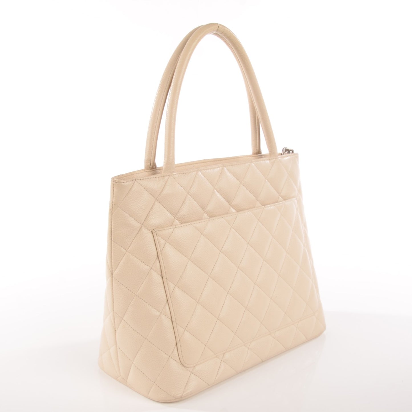 Caviar Quilted Medallion Tote Light Beige