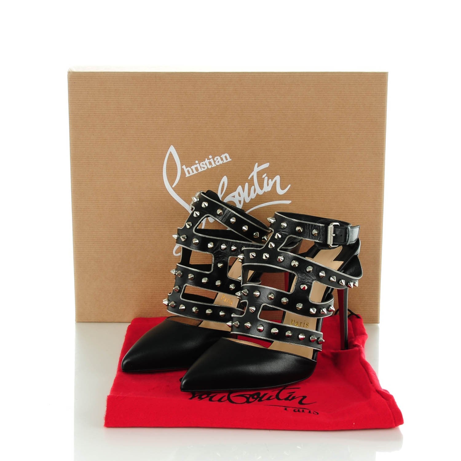Christian Louboutin Kid Tchicaboum 100 Pumps 37 Black Silver 5 of 5