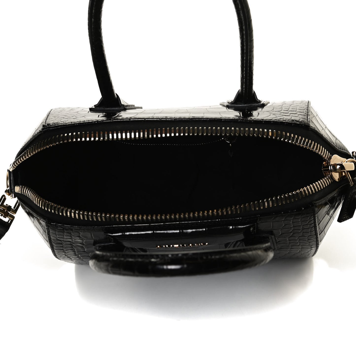 Calfskin Crocodile Embossed Small Antigona Black