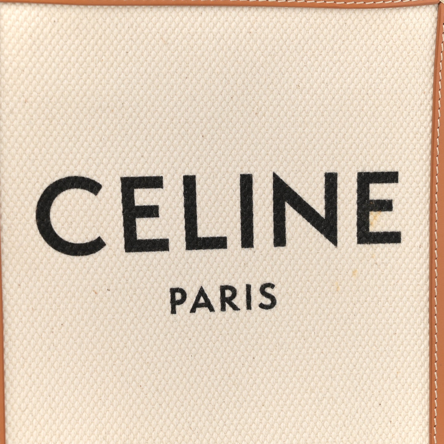 Canvas Calfskin Mini Vertical Cabas Natural Tan
