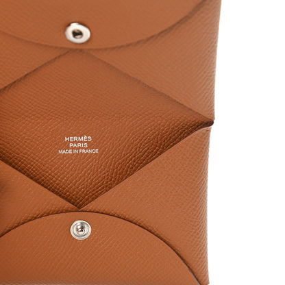 Hermes Epsom Calvi Card Case Gold 6 of 8