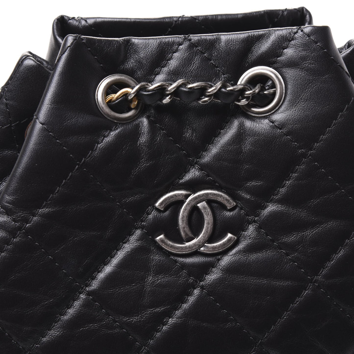 Aged Calfskin Quilted Small Gabrielle Backpack Black