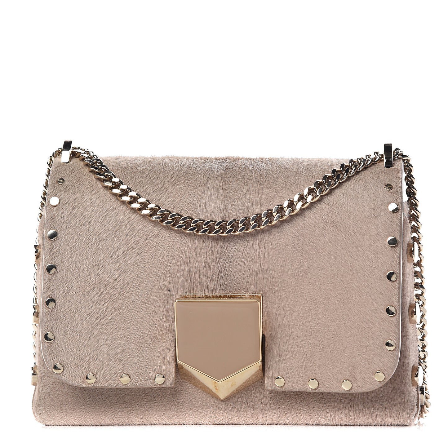 Calf Hair Lockett Petite Shoulder Bag Beige