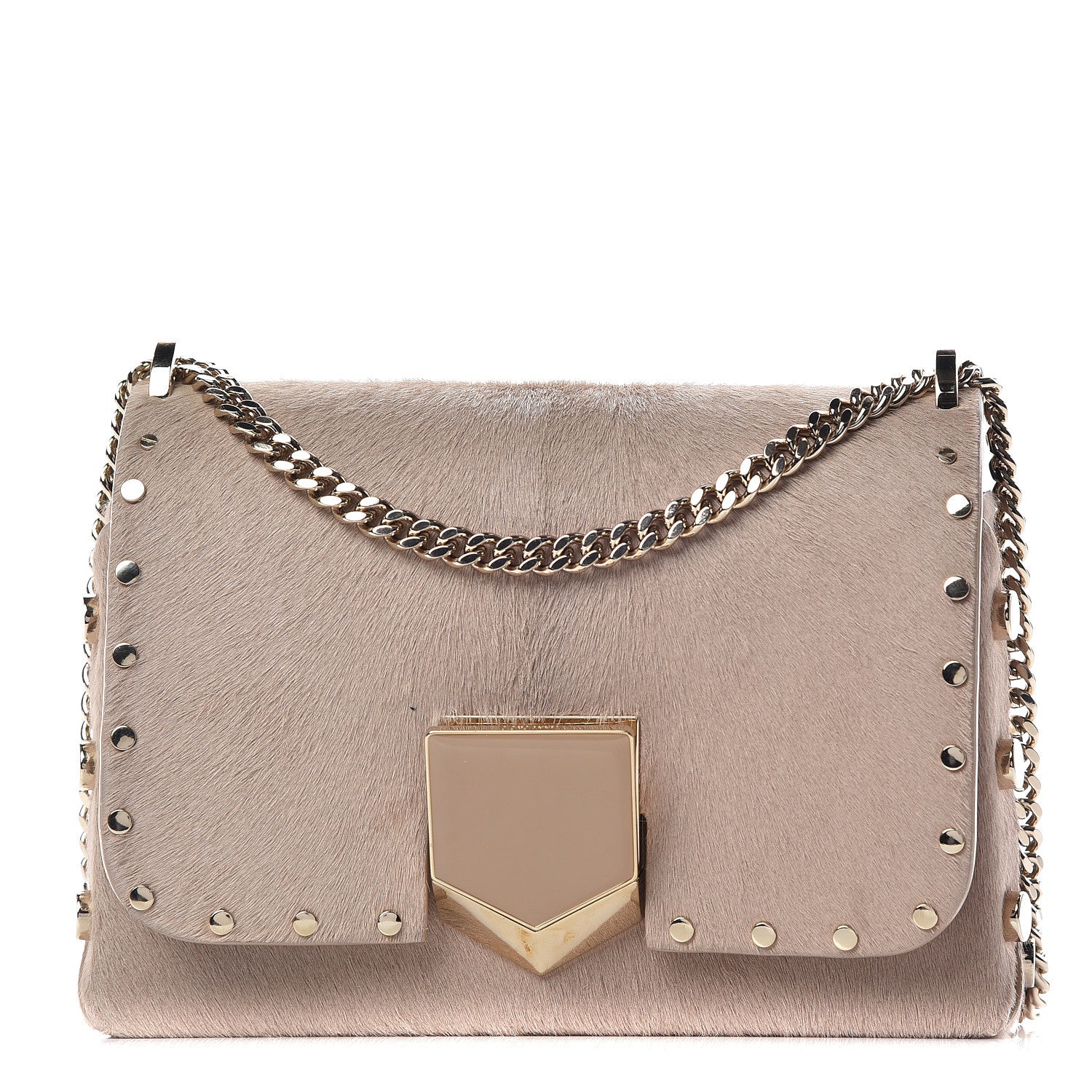 Jimmy Choo Calf Hair Lockett Petite Shoulder Bag Beige 1 of 10