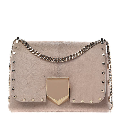 Jimmy Choo Calf Hair Lockett Petite Shoulder Bag Beige 1 of 10